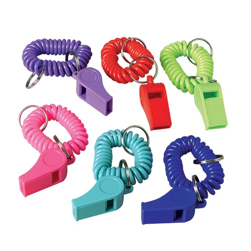 Whistle Key Chains w/Expandable Bracelets<br>1 dozen